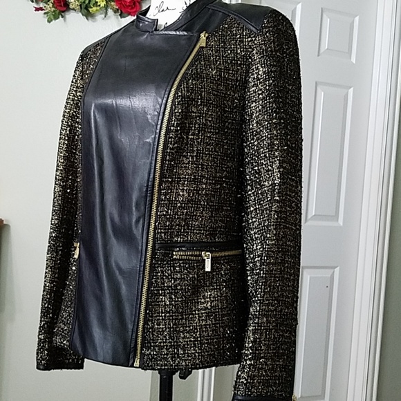 Peter Nygard Jackets & Blazers - NWOT! PETER NYGARD BLK/GOLD TRIM MOTO JACKET